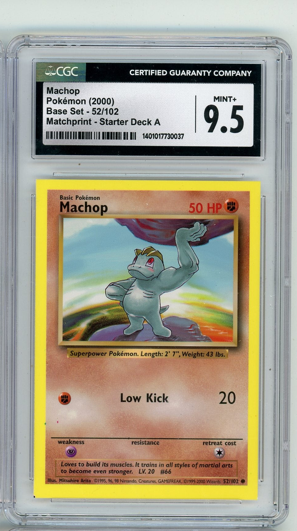 Machop 2000 Pokemon Base Set Matchprint - Starter Deck A #52/102 CGC 9.5