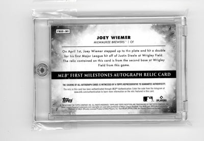 Joey Wiemer 2023 Topps Inception First Milestones base relic autograph rookie card #'d 52/99