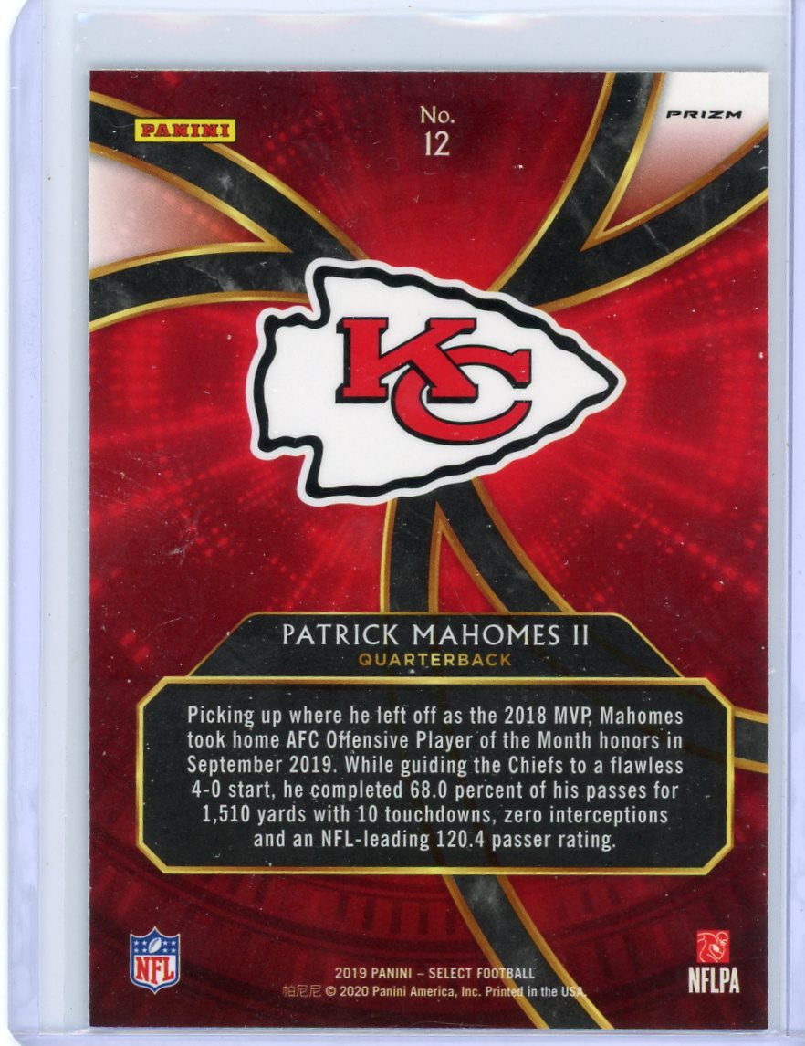 Patrick Mahomes 2019 Panini Select Phenomenon Silver Prizm