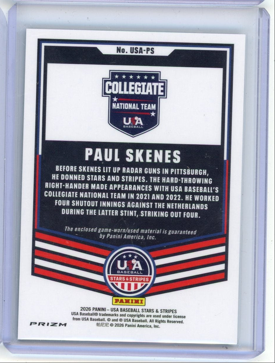 Paul Skenes 2026 Panini USA Stars & Stripes game-used relic
