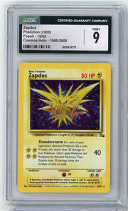 Zapdos 2000 Pokemon Fossil Cosmos Holo #15/62 CGC 9