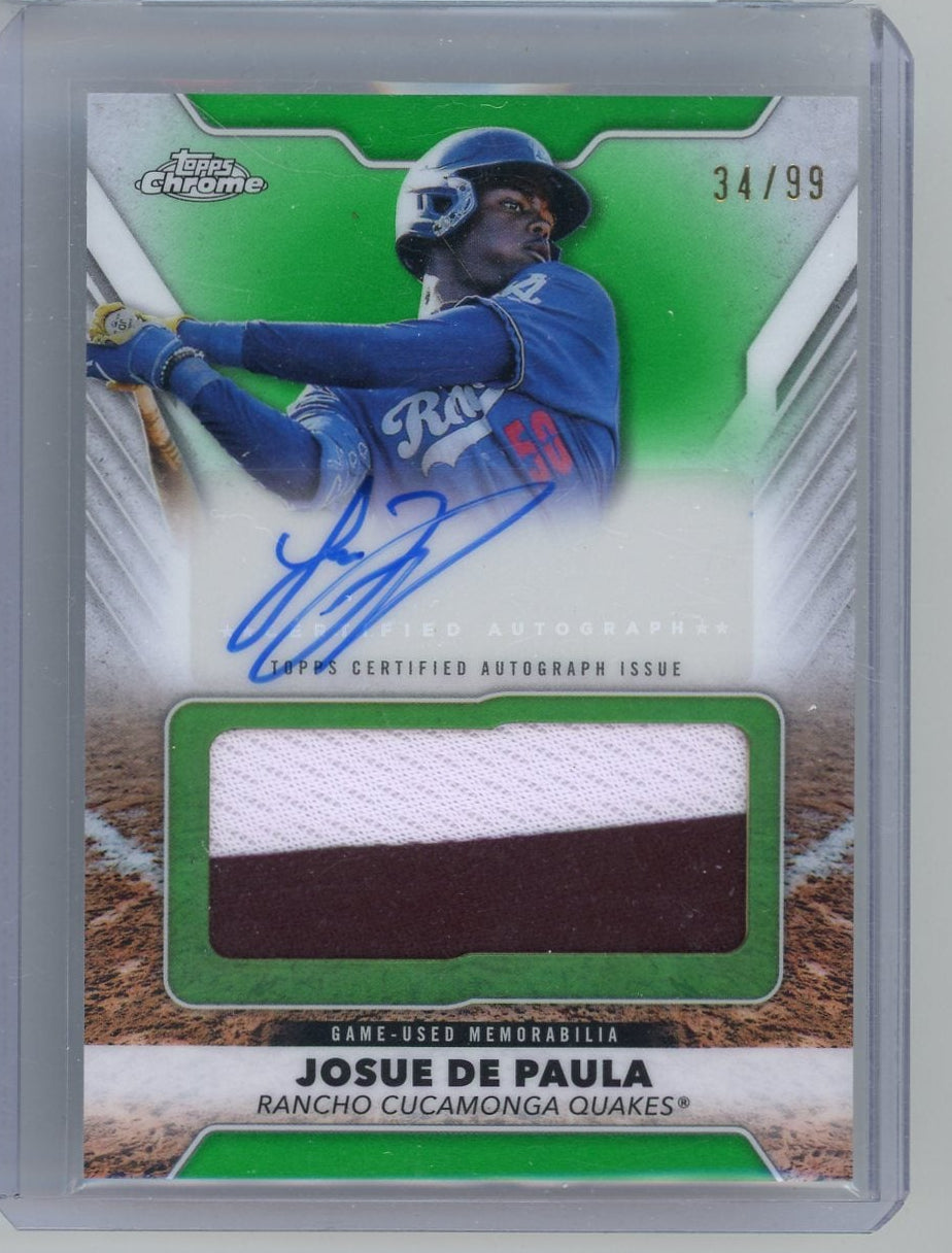 Josue De Paula 2025 Topps Pro Debut autograph relic #'d 34/99