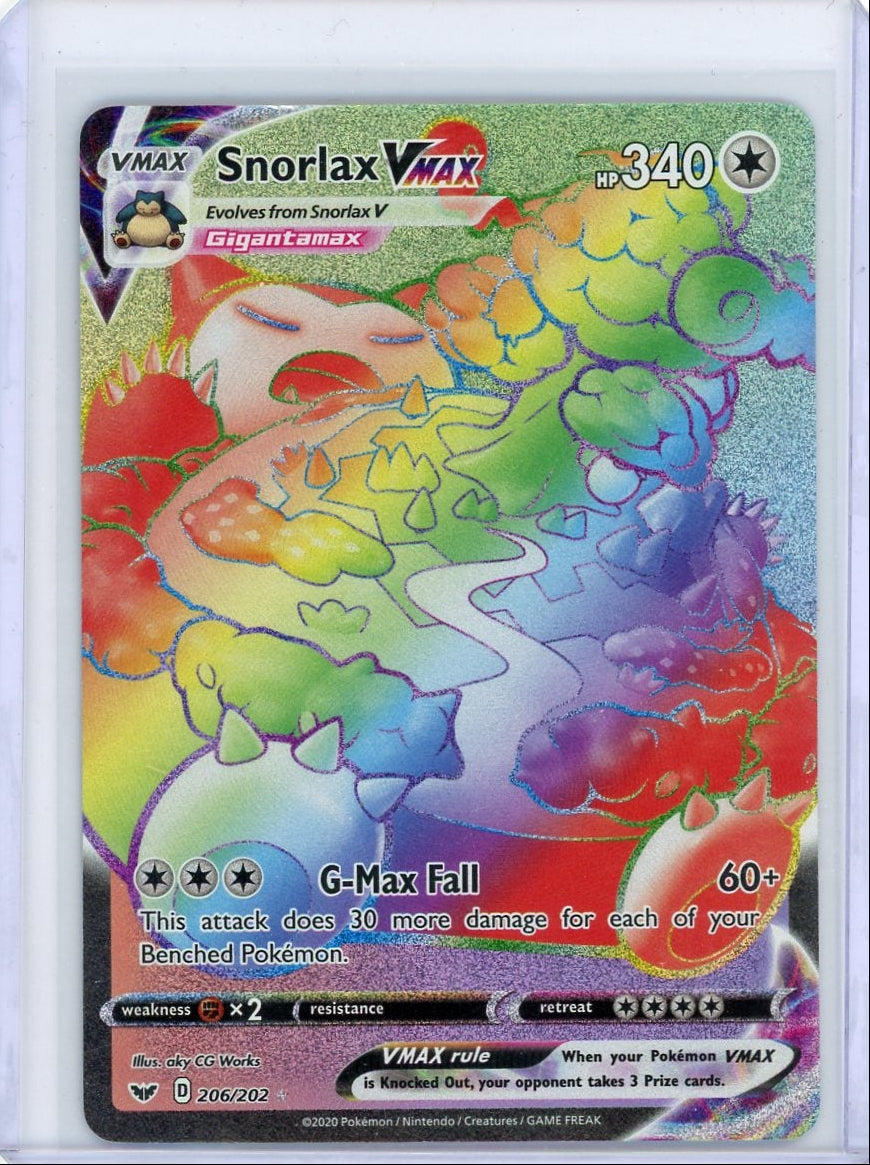 Snorlax VMAX 2020 Pokemon Sword & Shield Ultra rainbow rare holo #206/202 LP