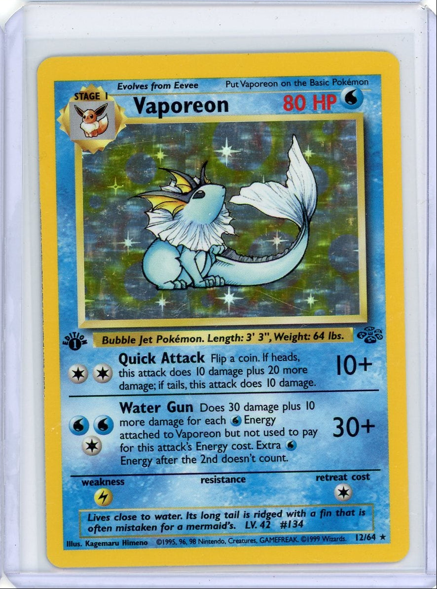 Vaporeon 1999 Pokemon Jungle 1st Edition holo #12/64 LP/MP