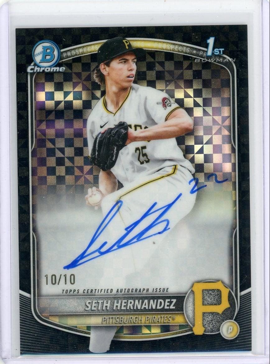 Seth Hernandez 2025 Bowman Draft 1st Bowman Black X-Fractor Autograph #'d 10/10