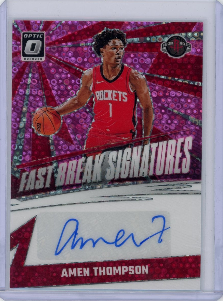 Amen Thompson 2024-25 Panini Donruss Optic Fast Break Signatures Auto Pink RC #'d 23/25