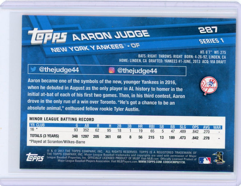 Aaron Judge 2017 Topps Rookie Card Catching