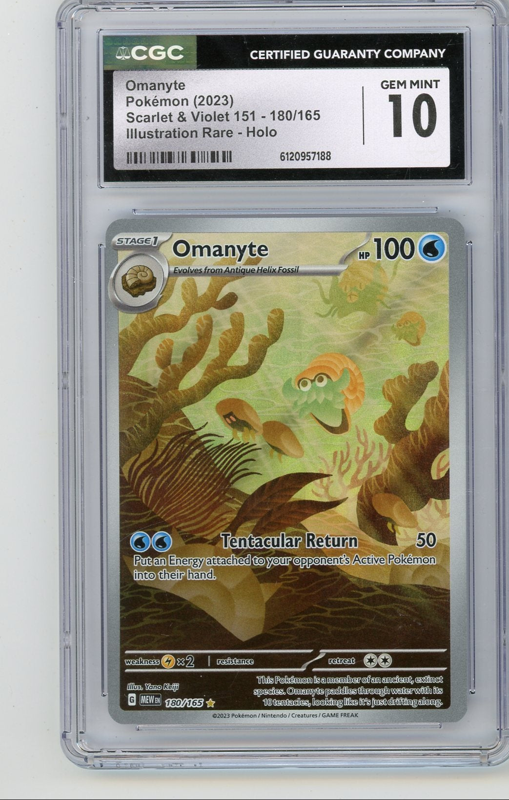 Omanyte 2023 Pokemon 151 Illustration rare #180/165 CGC 10