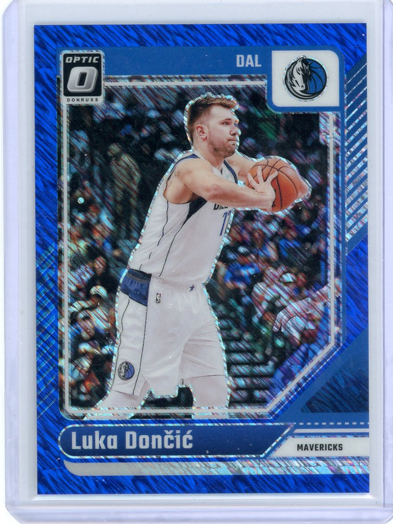 Luka Doncic 2024-25 Donruss Optic Blue Shimmer Prizm 
