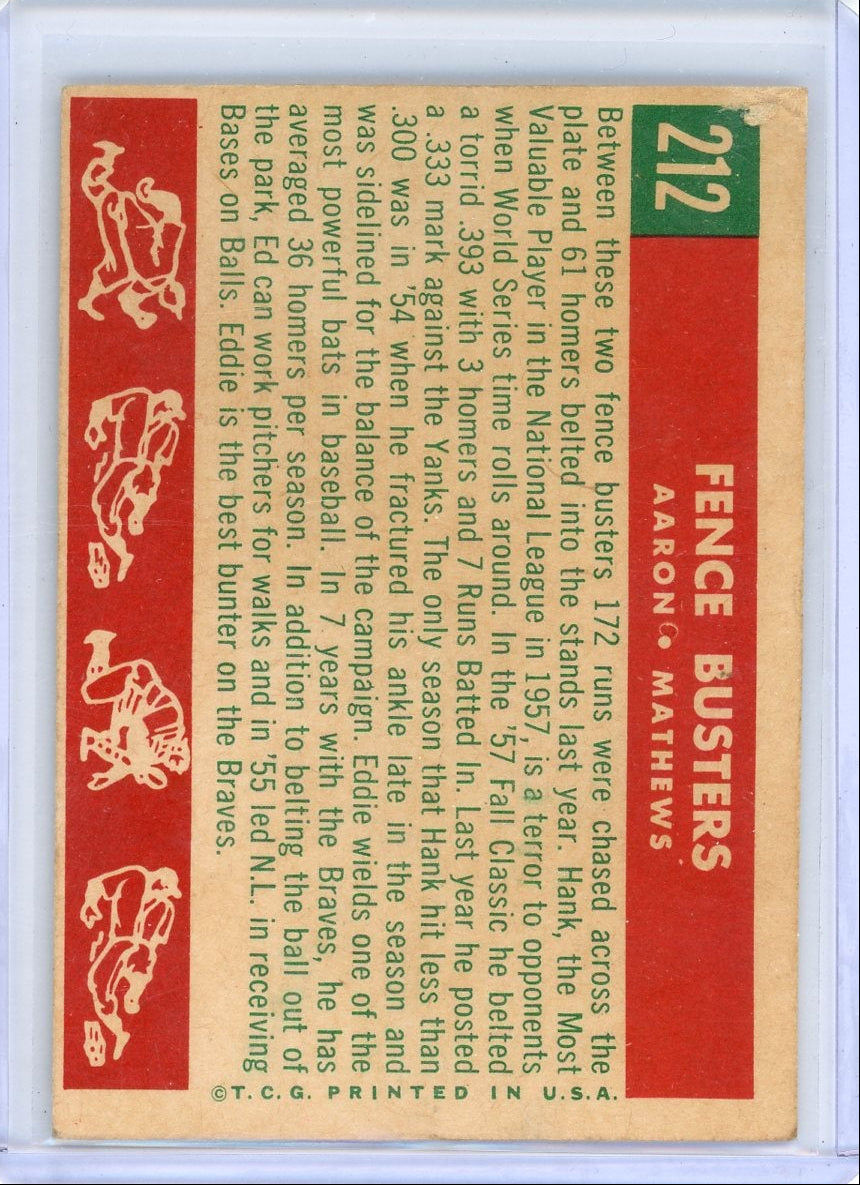 Hank Aaron / Ed Mathews 1959 Topps Fence Busters (2)