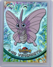 Venomoth 1998 Topps TV Animation Pokemon blue logo foil