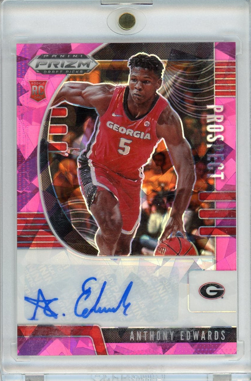 Anthony Edwards 2020 Panini Draft Picks Pink Cracked Ice Prizm Auto RC