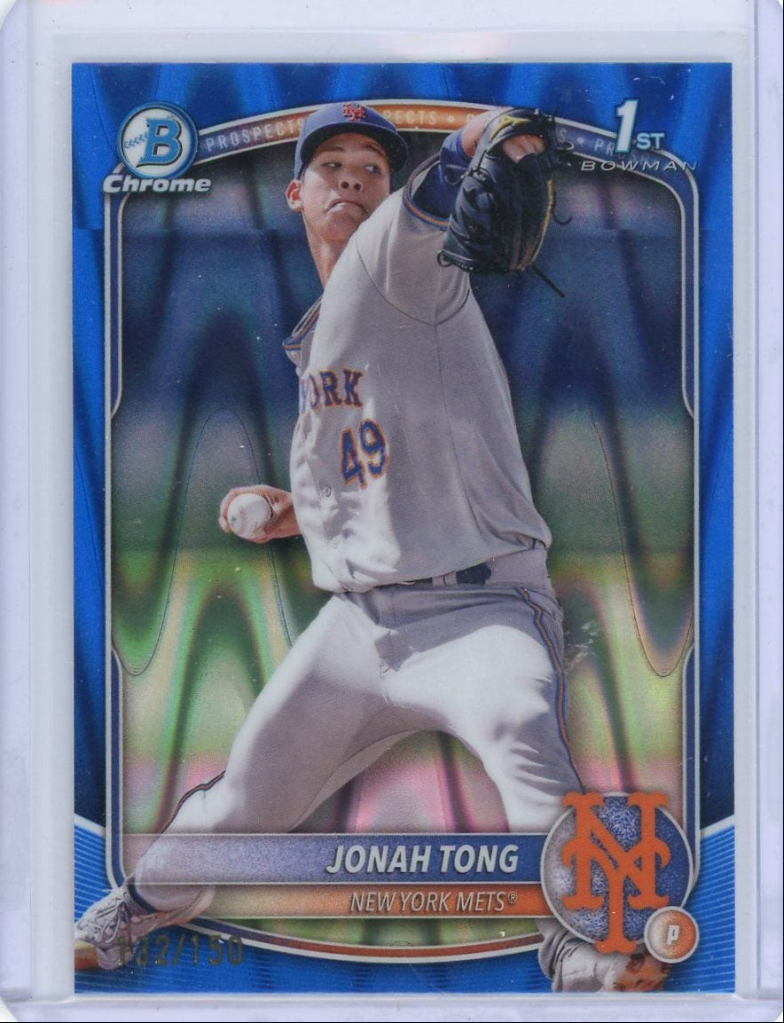Jonah Tong 2025 1st Bowman Chrome blue raywave ref. #'d 132/150
