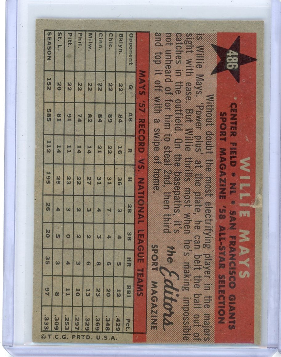 Willie Mays 1958 Topps Sport Magazine '58 All Star Selection (1)