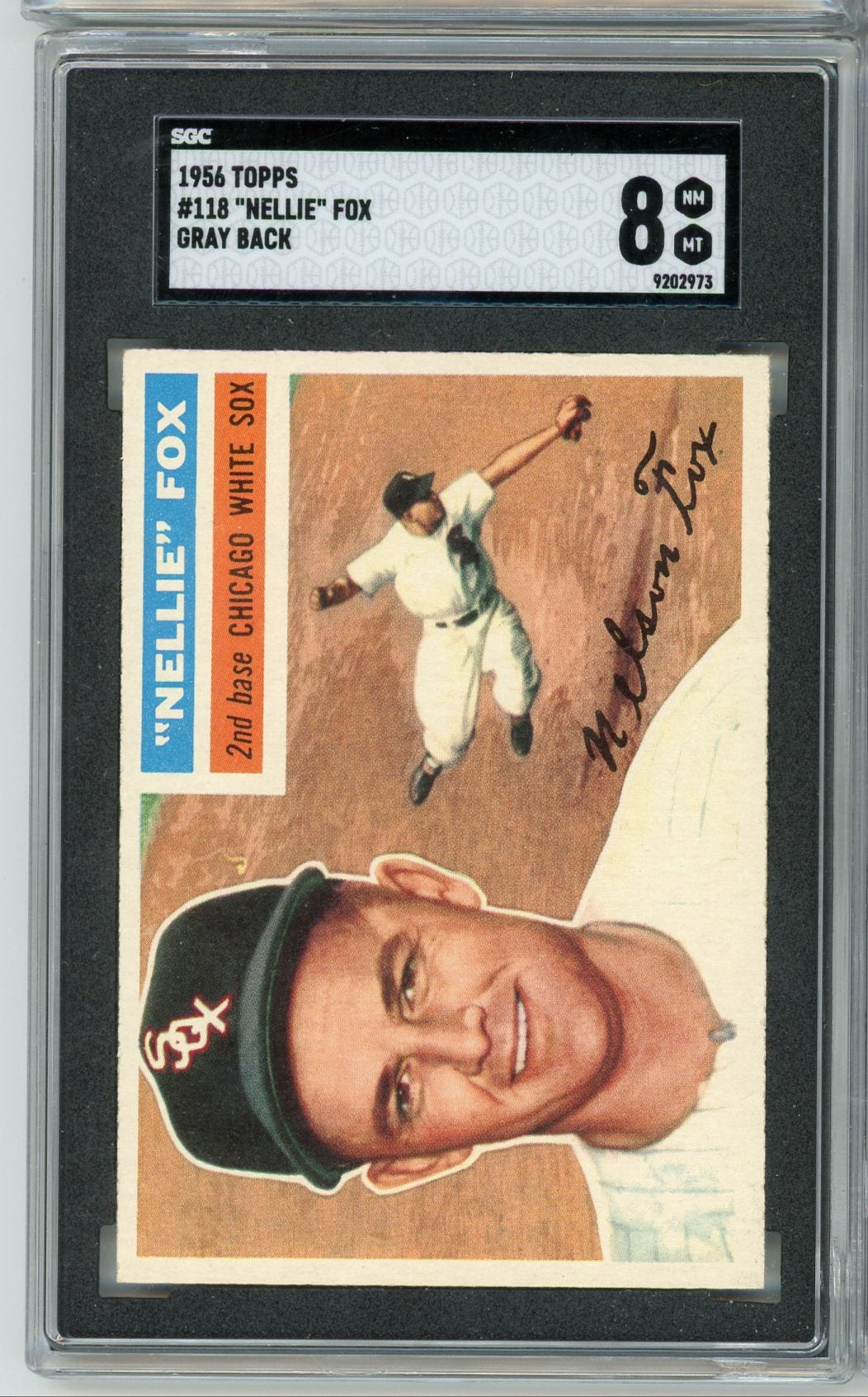 Nellie Fox 1956 Topps Gray Back #118 SGC 8