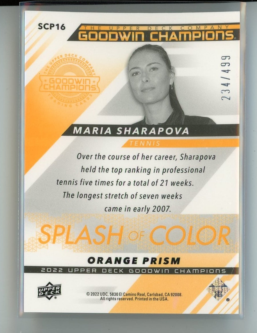 Maria Sharapova 2022 UD Goodwin Champions Splash of Color 234/499