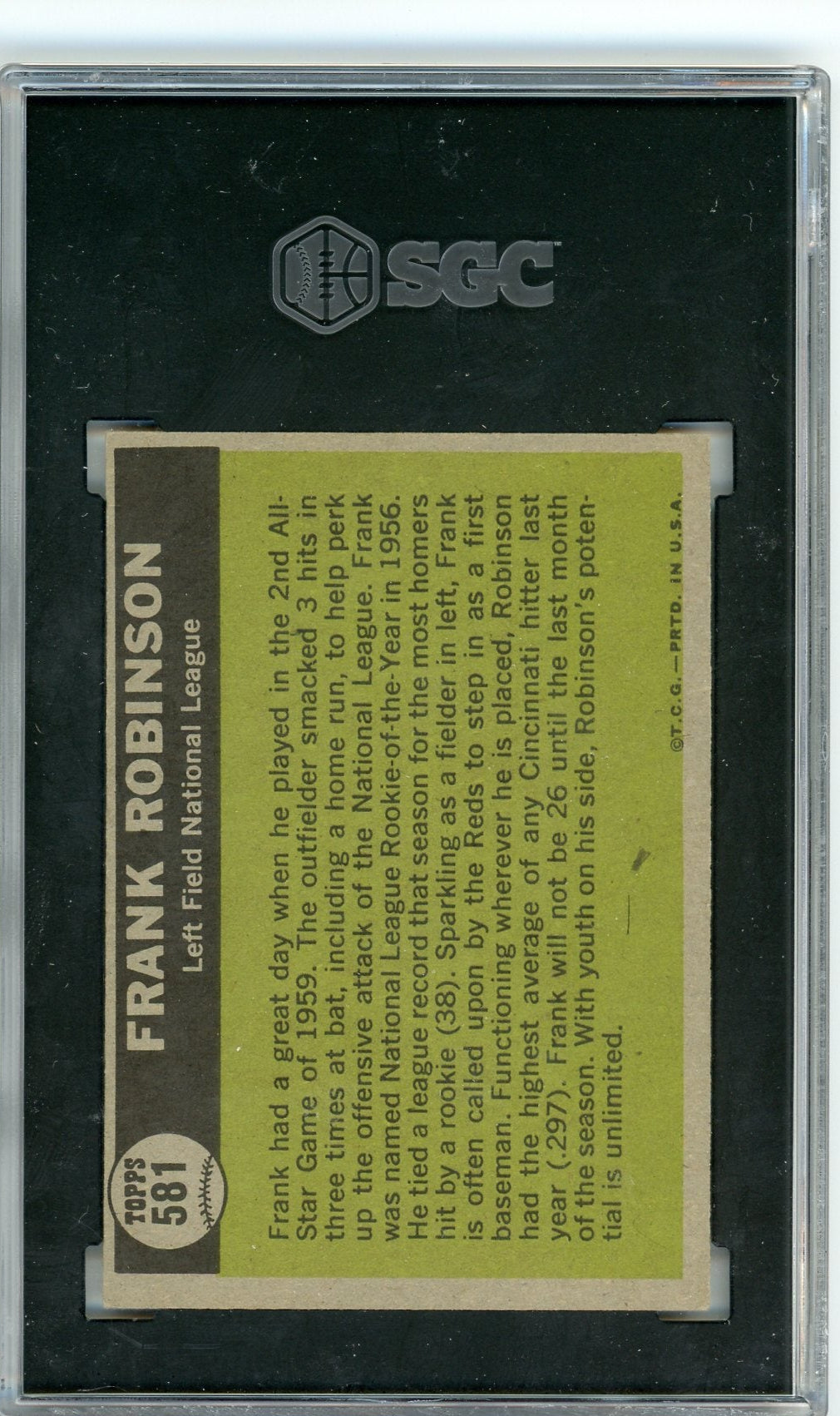 Frank Robinson 1961 Topps All-Star #581 SGC Authentic (Min. Size)