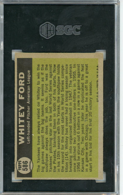 Whitey Ford 1961 Topps All-Star #586 SGC Authentic (Erased)