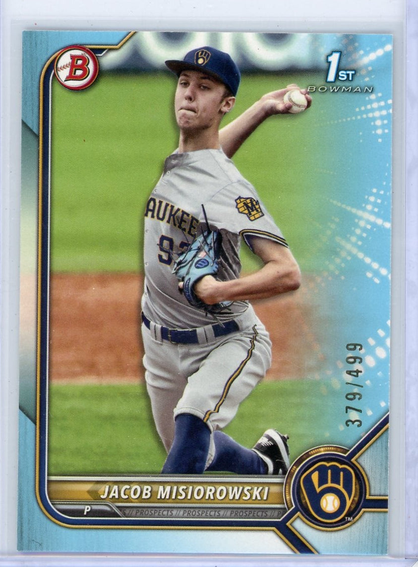 Jacob Misiorowski 2022 Bowman Baseball 1st Bowman Aqua #'d 379/499