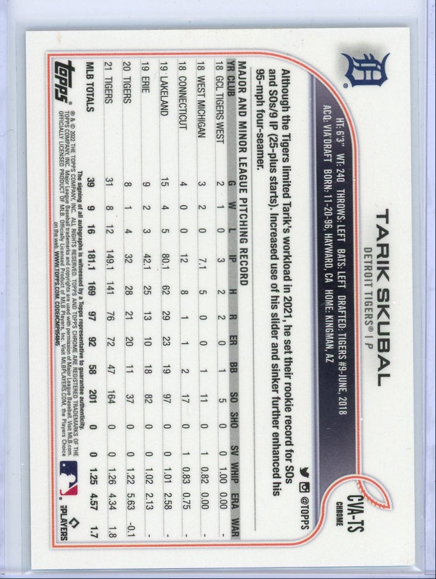 Tarik Skubal 2022 Topps Chrome Autograph #CVA-TS