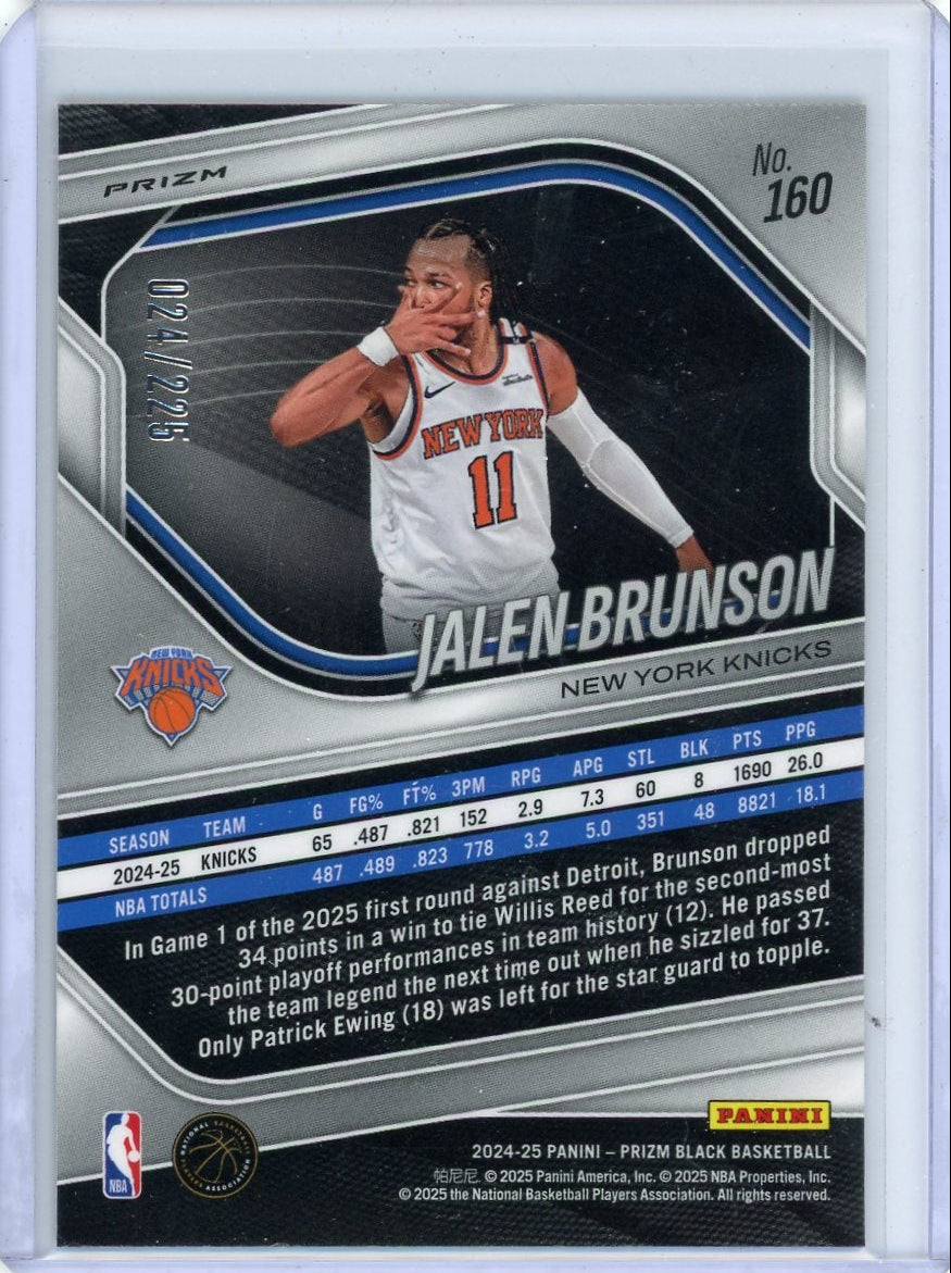 Jalen Brunson 2024-25 Panini Prizm Basketball Prizm #'d 024/225