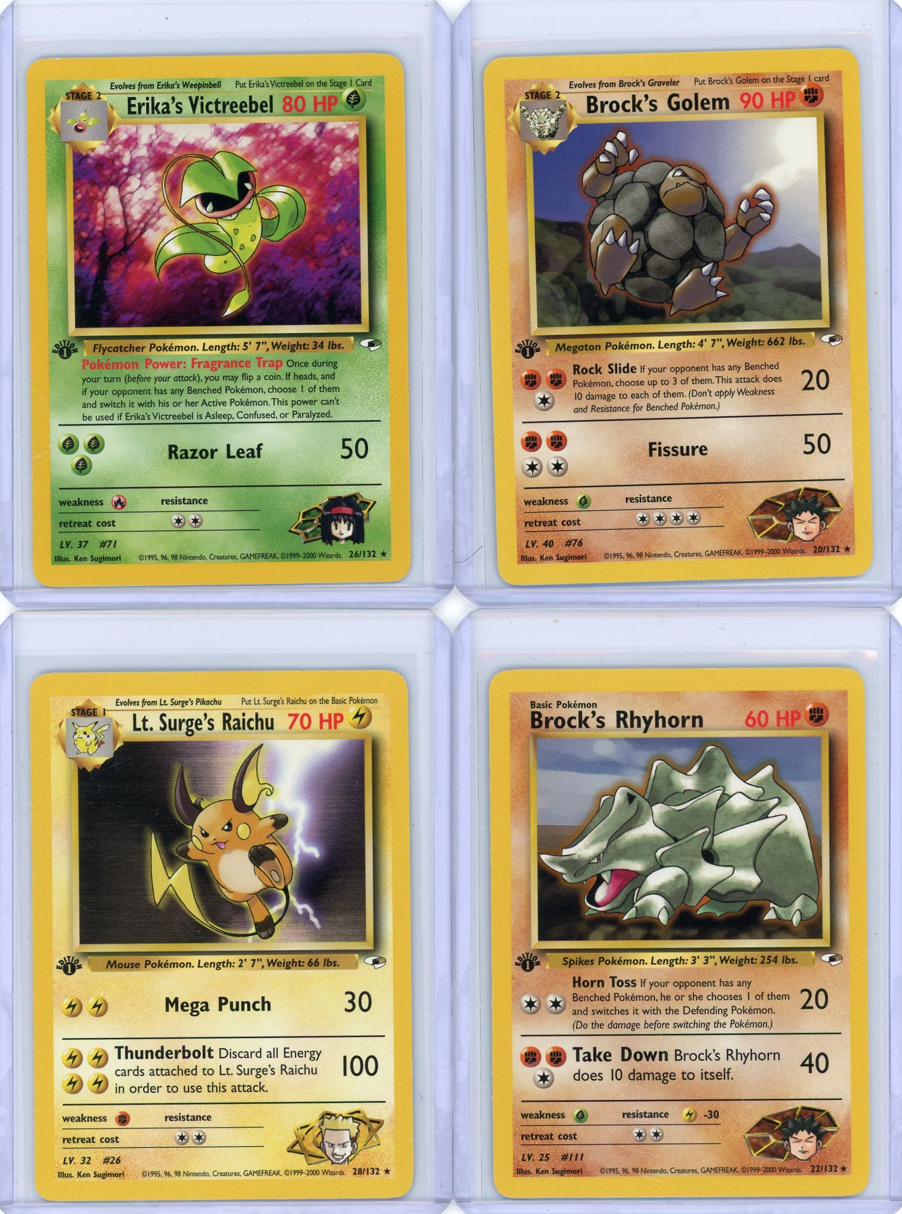 2000 Pokemon Gym Heroes 1st Edition non-holo 7-card lot