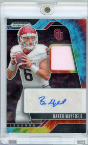 Baker Mayfield 2025 Panini Prizm Draft Picks autograph relic tie-dye prizm #'d 03/25