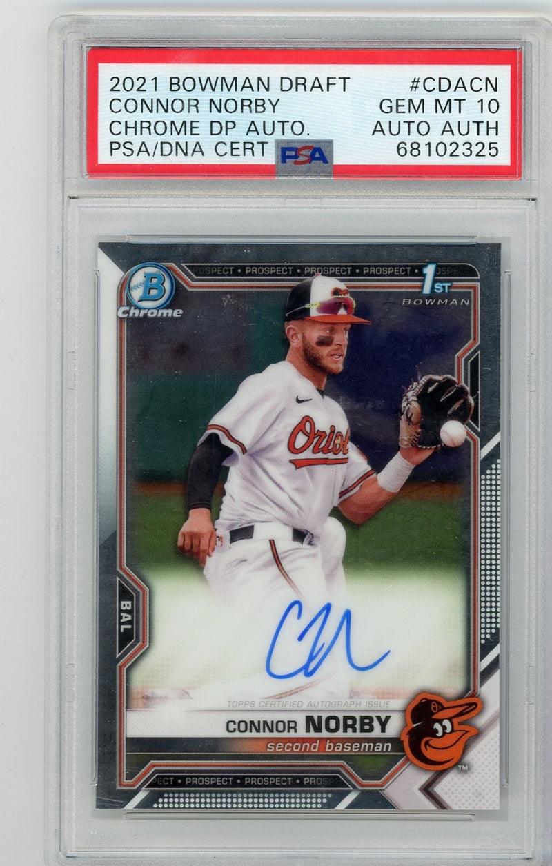 Connor Norby 2021 1st Bowman Draft autograph PSA 10 AUTO AUTH