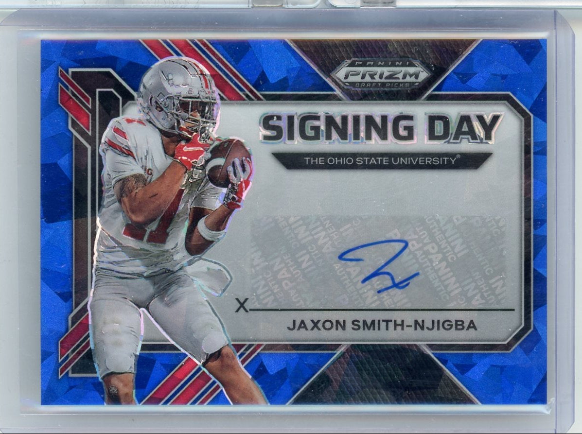 Jaxon Smith-Njigba 2023 Panini Prizm Draft Picks Signing Day autograph blue ice #'d 08/35
