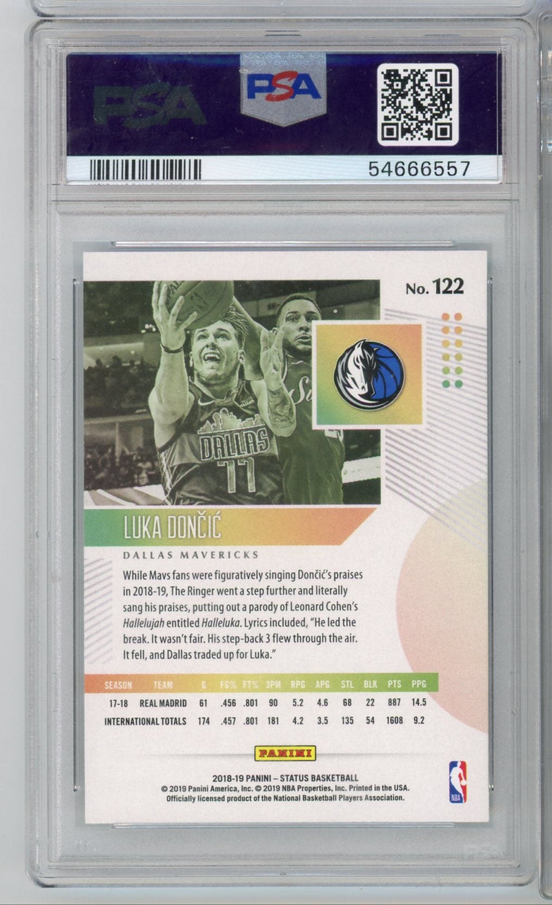 Luka Doncic 2018 Panini Status rookie card PSA 9