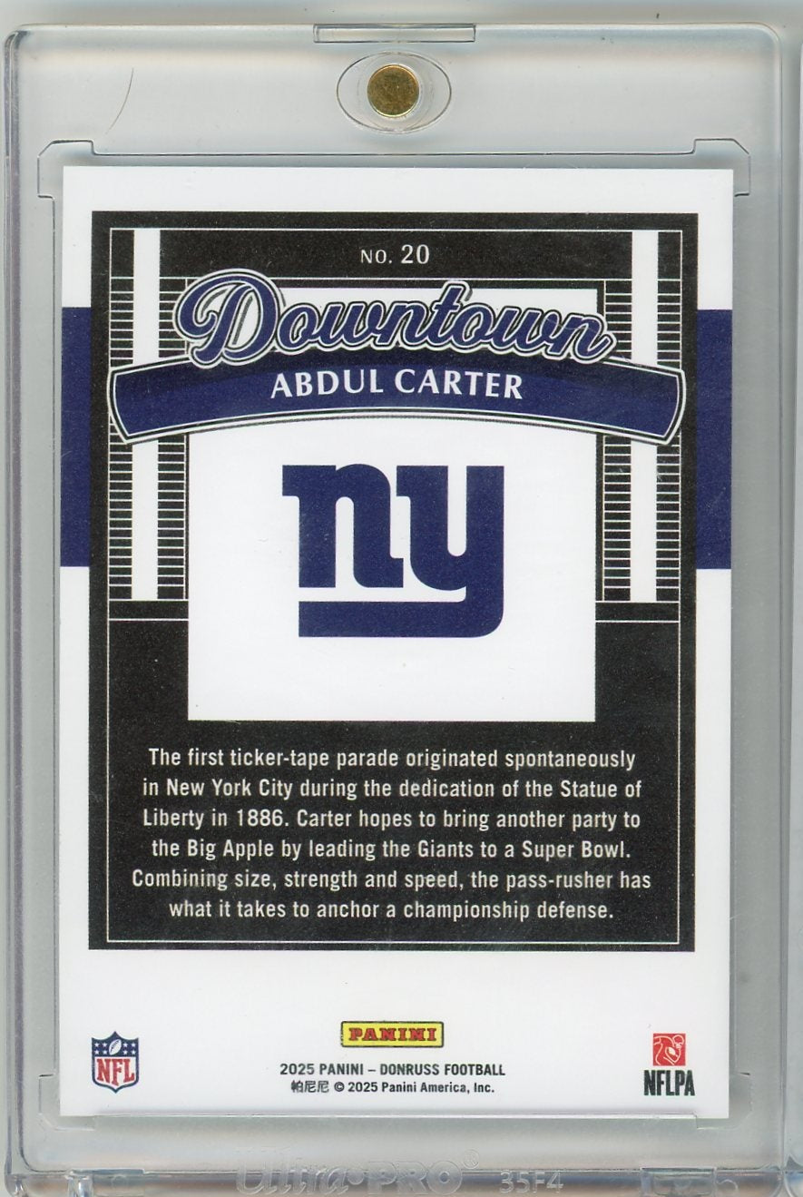 Abdul Carter 2025 Panini Donruss Downtown rookie card