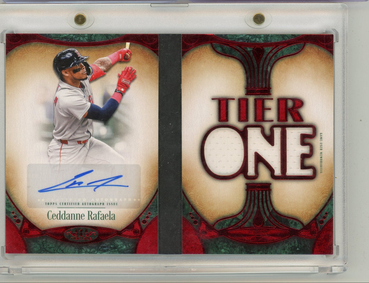 Ceddanne Rafaela 2026 Tier One Autographed Tier One Relics Die-Cut Book Card #'d 6/25