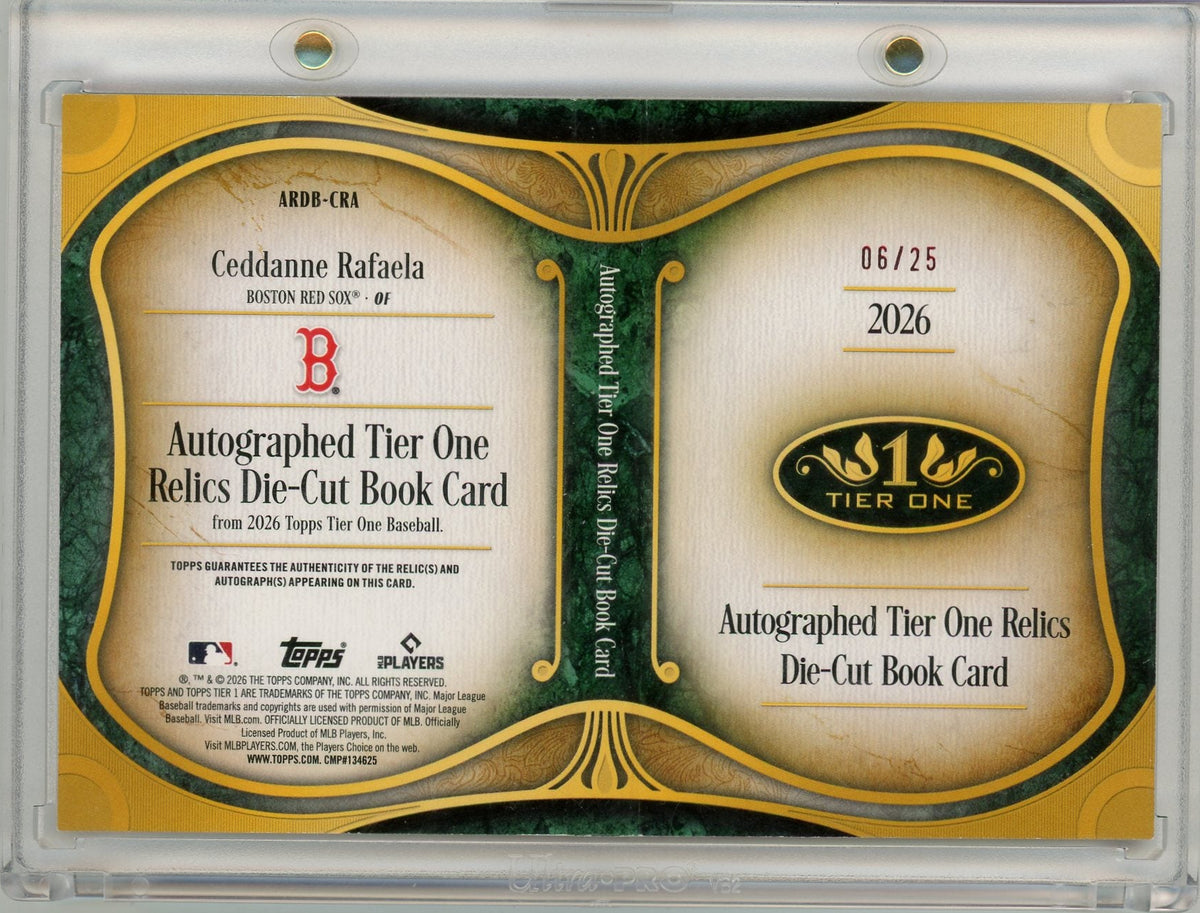 Ceddanne Rafaela 2026 Tier One Autographed Tier One Relics Die-Cut Book Card #'d 6/25