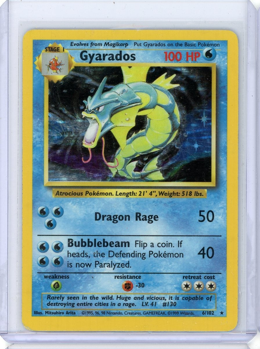 Gyarados 1999 Pokemon Base Set holo #6/102 HP/DMG