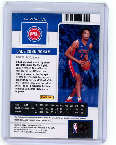 Cade Cunningham 2021-22 Panini Contenders Rookie Ticket jersey relic rc