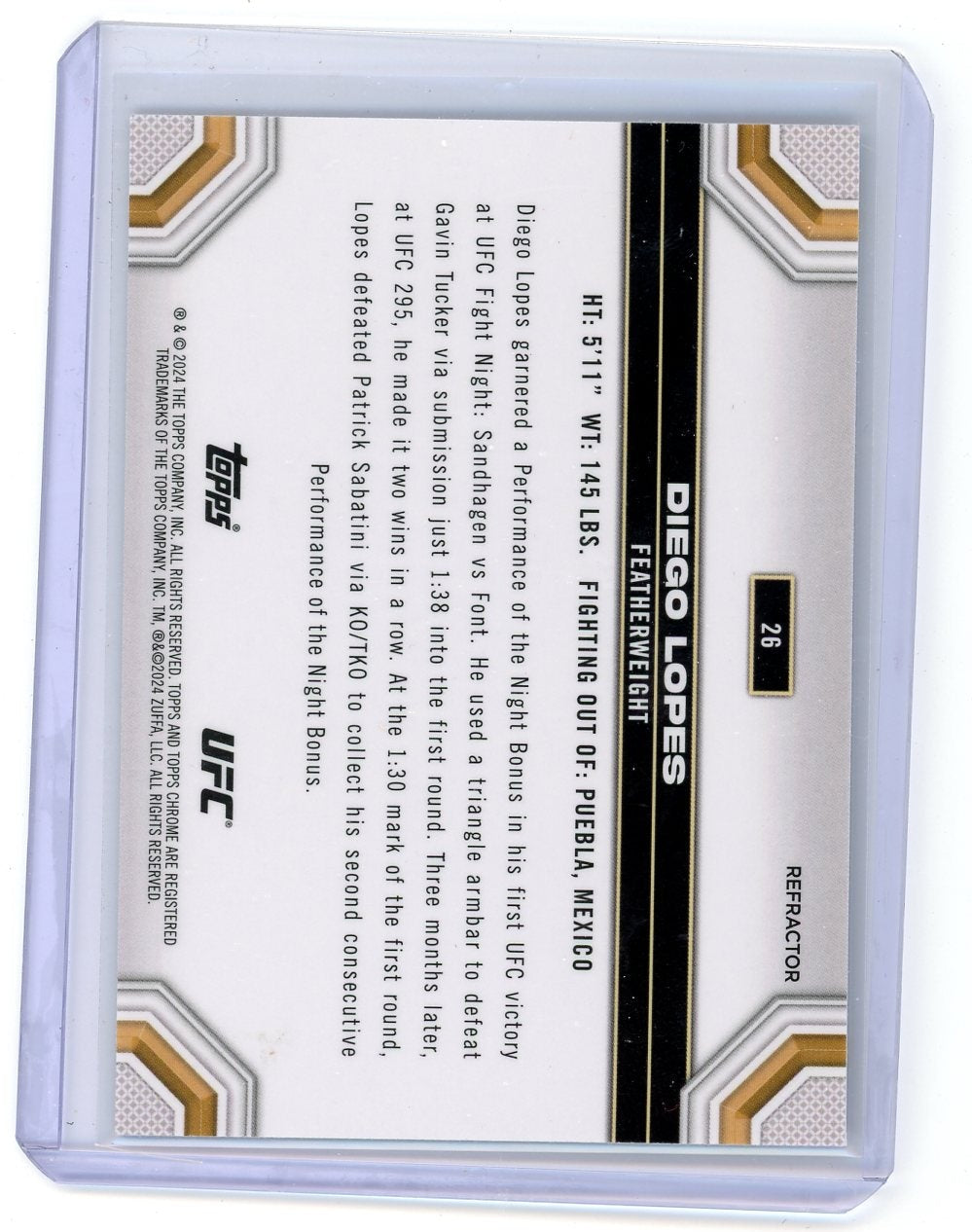 Diego Lopes 2024 Topps Chrome refractor rookie card