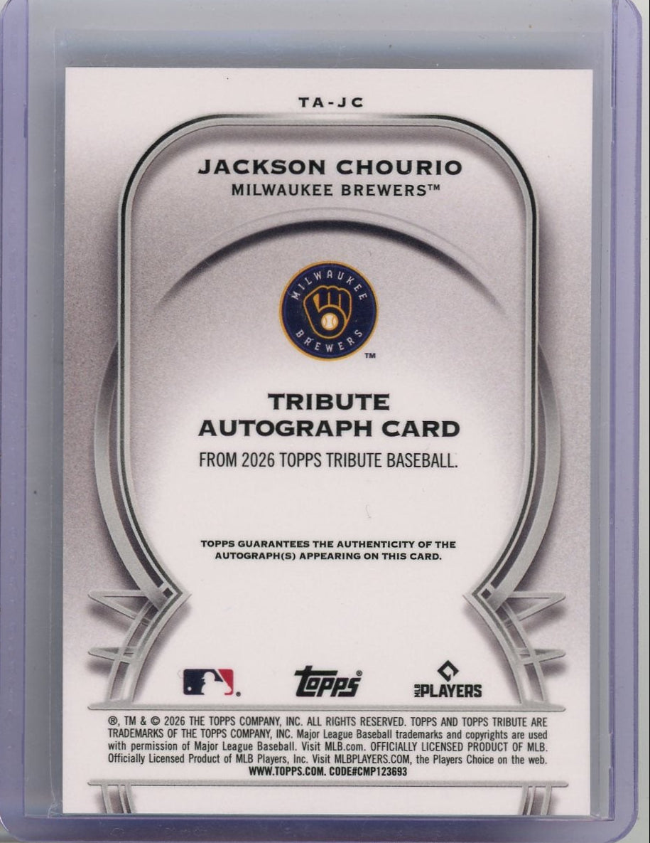 Jackson Chourio 2026 Topps Tribute Auto #'d 06/25
