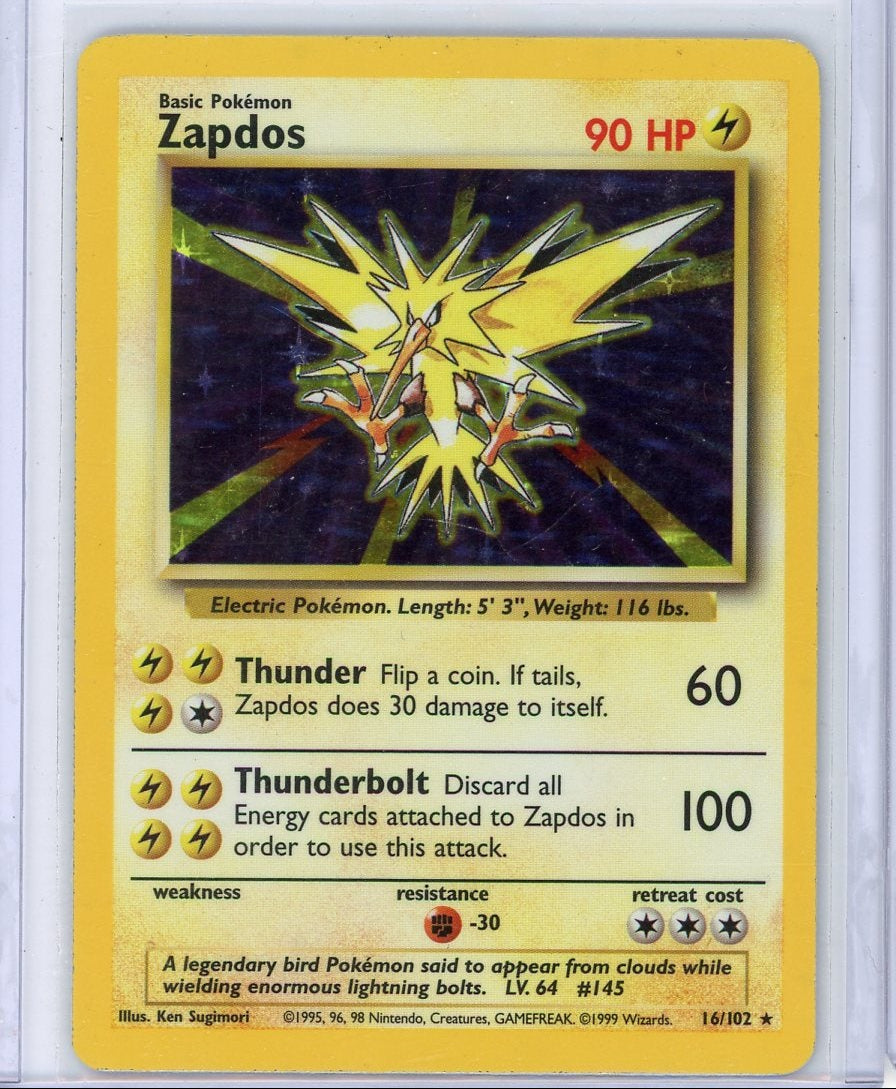 Zapdos 1999 Pokemon Base Set holo #16/102 HP