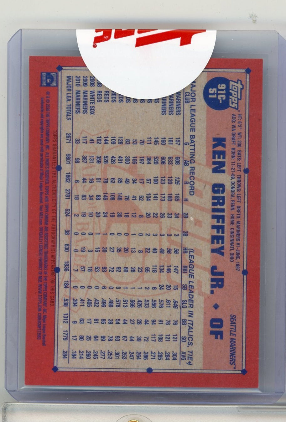 Ken Griffey Jr. 2026 Topps Series 1 Baseball Autograph #'d 33/50