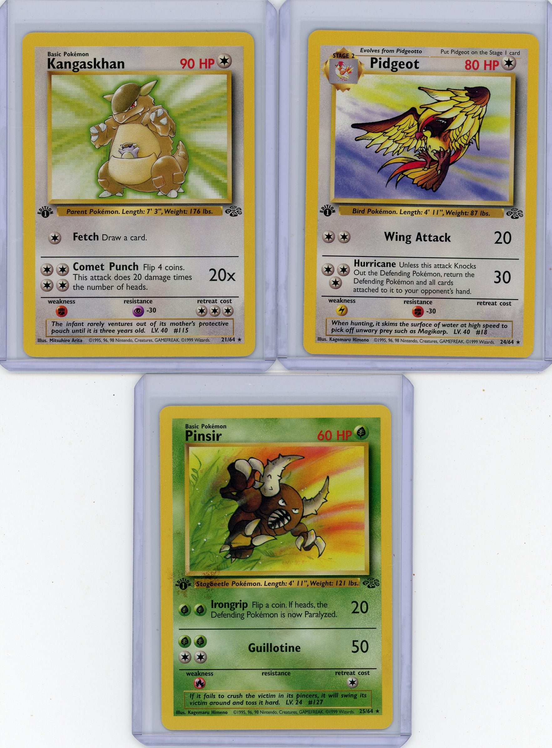 1999 Pokemon Jungle 1st Edition non-holo 3-card lot