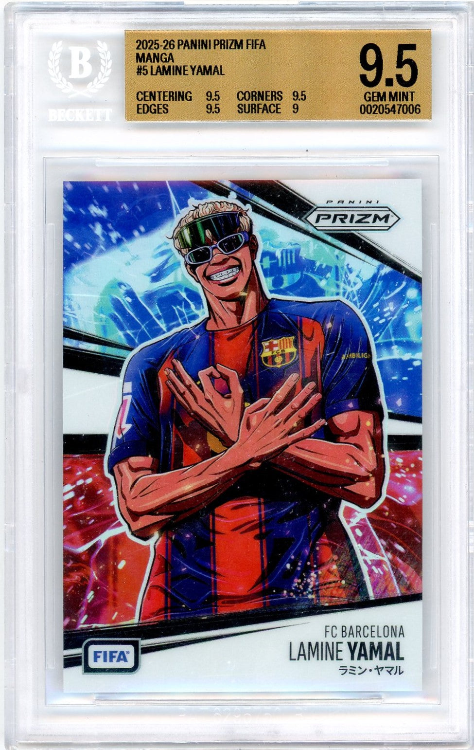 Lamine Yamal 2025 Panini Prizm FIFA Manga SSP BGS 9.5