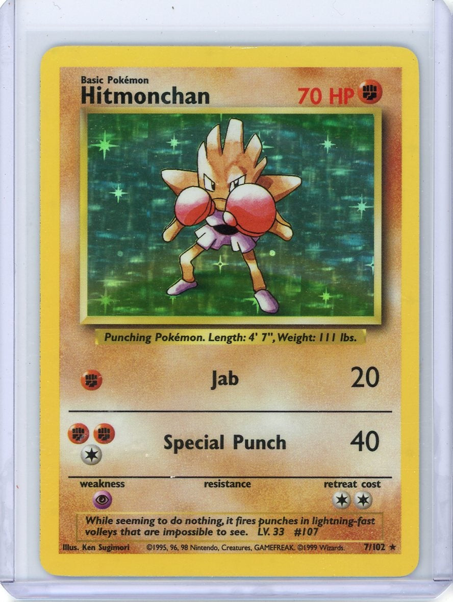 Hitmonchan 1999 Pokemon Base Set holo #7/102 MP/HP