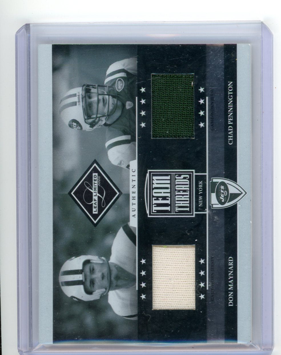 Don Maynard / Chad Pennington 2006 Donruss Leaf Limited Team Threads #'d 086/100