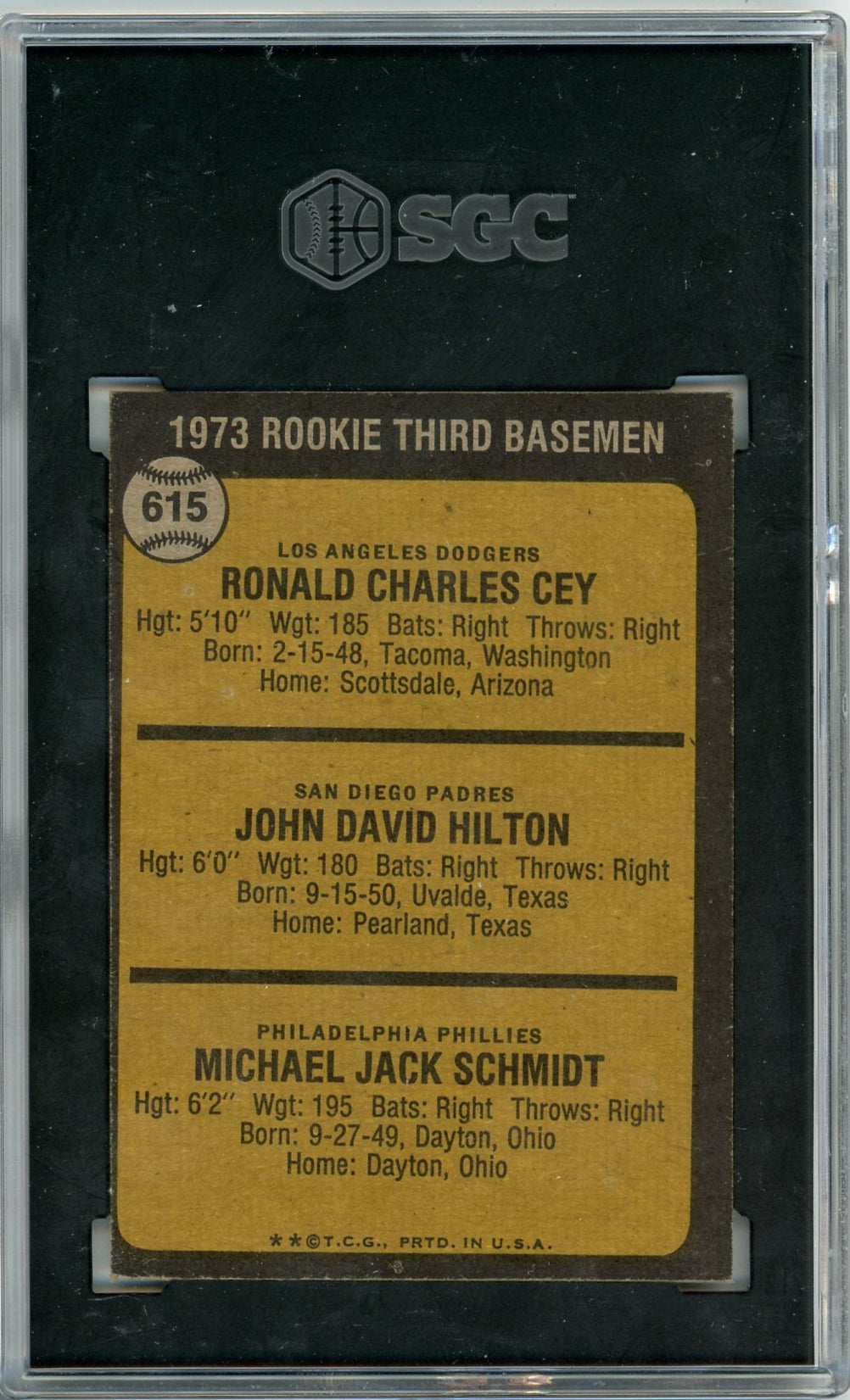 Mike Schmidt 1973 Topps #615 SGC Authentic (Evidence of Trimming)