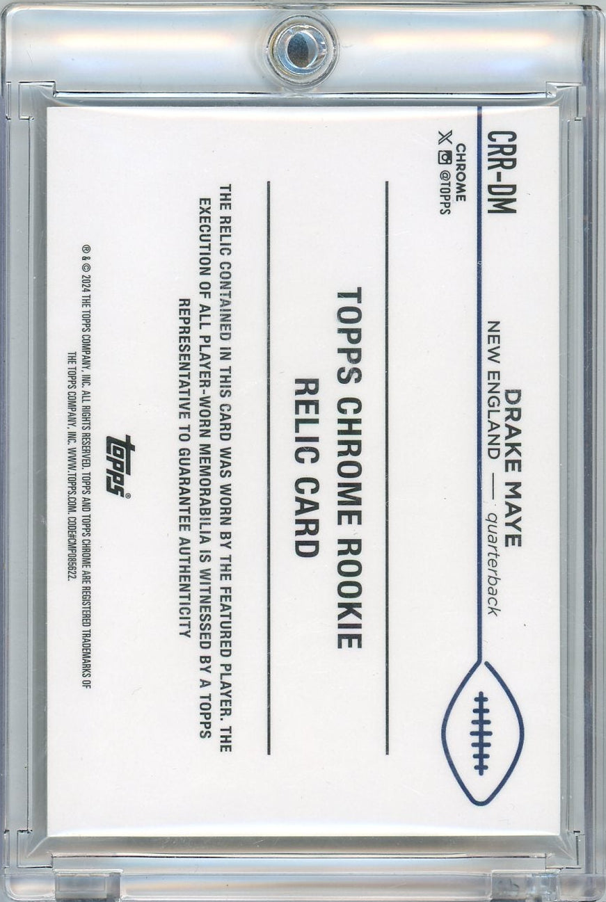 Drake Maye 2024 Topps Chrome Rookie Relic Gold #'d 28/50