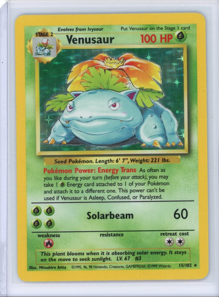 Venusaur 1999 Pokemon Base Set holo #15/102 MP