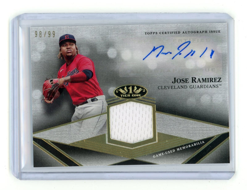 Jose Ramirez 2022 Topps Tier One Baseball Auto Relic #'d 98/99