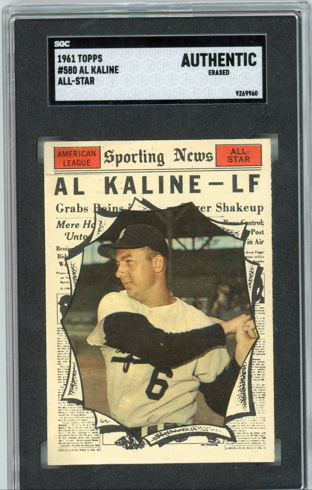 Al Kaline 1961 Topps All-Star #580 SGC Authentic (Erased)