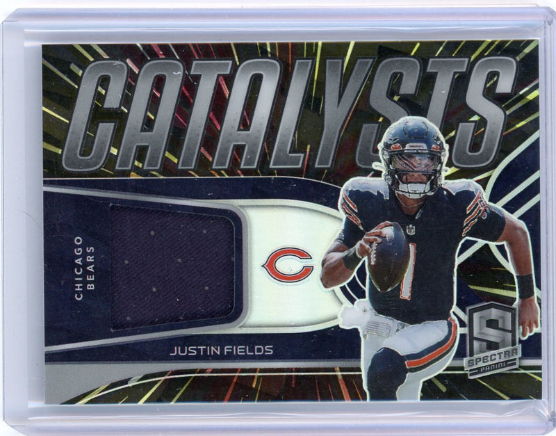 Justin Fields 2022 Panini Spectra Catalysts silver prizm jersey