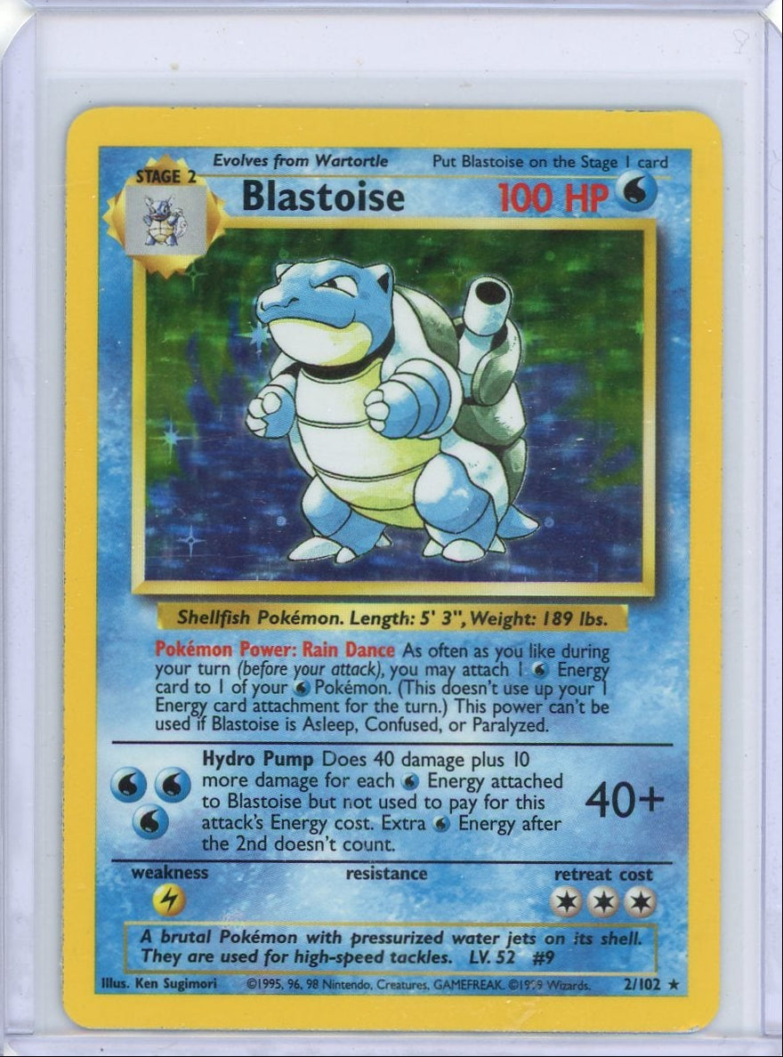Blastoise 1999 Pokemon Base Set holo #2/102 MP